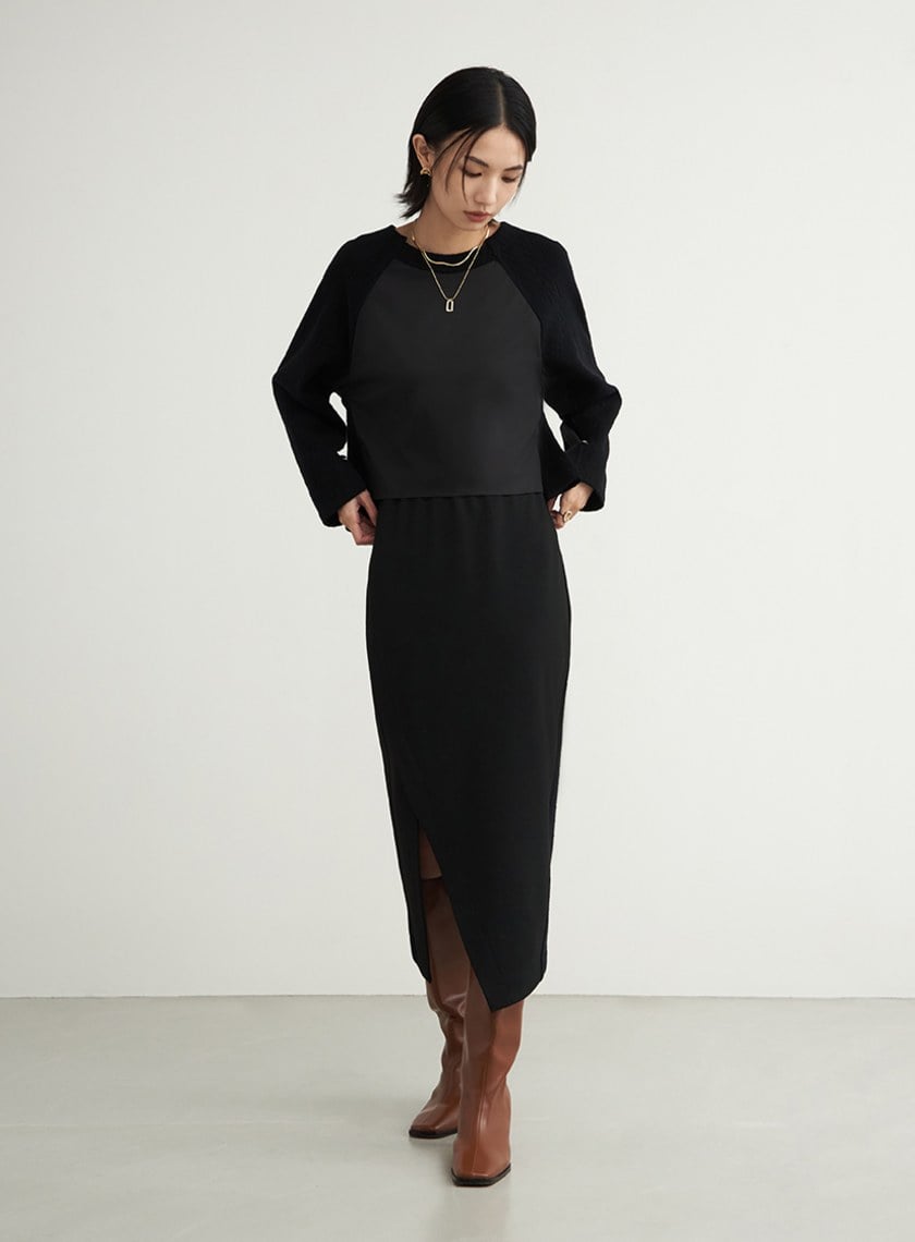 異材質拼接休閒上衣